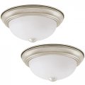 Aspen Creative 630-2 1-light Flush Mount In Brushed Nickel Finish With White Alabaster Glass 11-1 2 Diameter E26 Socket 60 