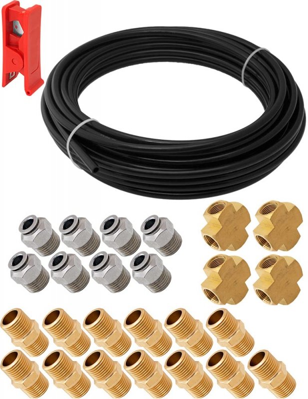 Vixen Air Set Of Fittings For Eight 1 2 Npt Valves With 50 Feet 3 8 Od Line And Hose Cutter Vxk1220h