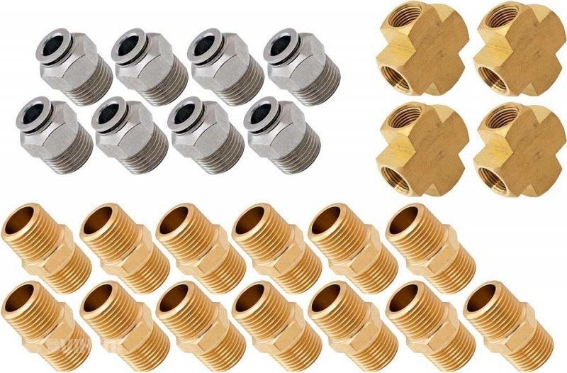 Vixen Air Set Of Fittings For Eight 1 2 Npt Valves With 50 Feet 3 8 Od Line And Hose Cutter Vxk1220h