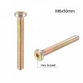 Uxcell M6x50mm Furniture Screw Hex Socket Machine Screws Zinc Plated Fasteners Bolts Full Thread Carbon Steel 20pcs