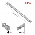 Uxcell 5 Pcs 6mm Slotted Tip Magnetic Flat Head Screwdriver Bits 1 4 Inch Hex Shank 4-inch Length S2 Power Tool