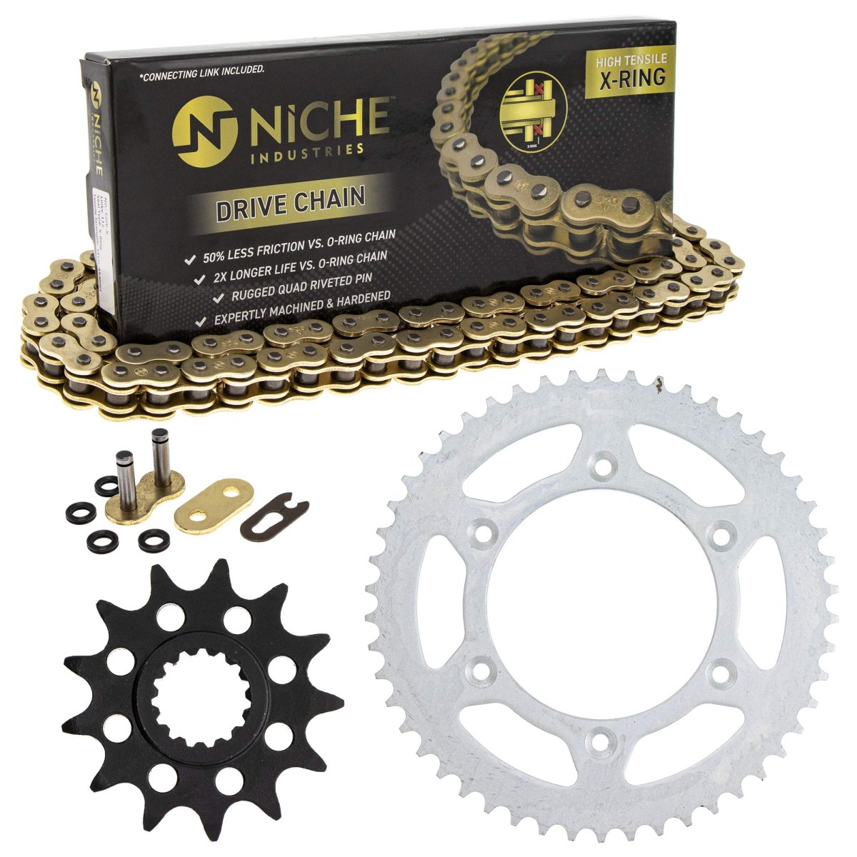 Niche Drive Sprocket Chain Combo For Ktm 250 300 Exc 125 Sx Sxs Front 13 Rear 50 Tooth 520v-x X-ring 118 Links