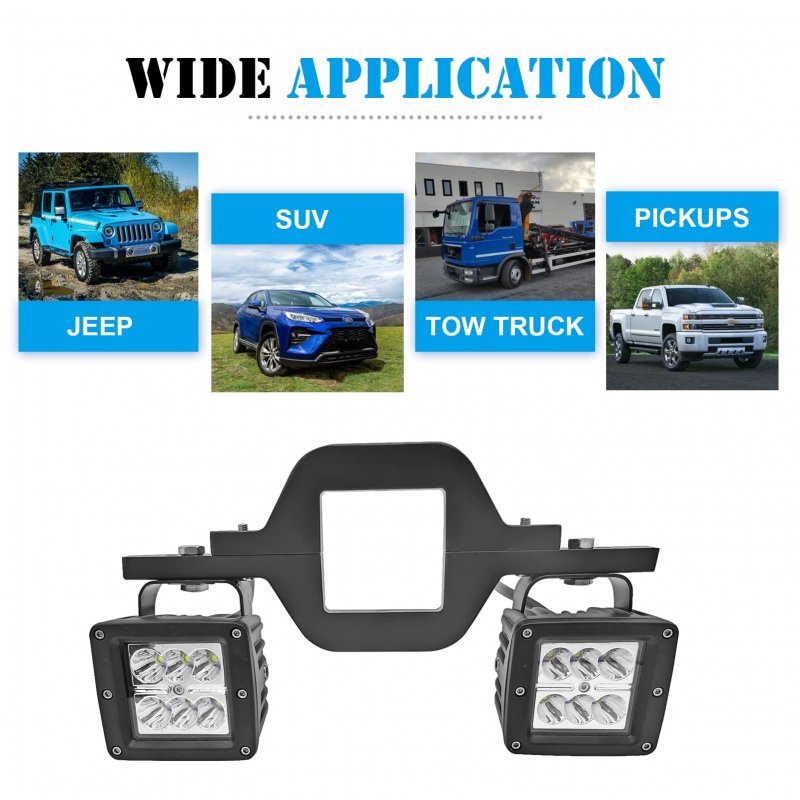 Wsays Tow Hitch Light Kit 2pcs 3 Led Pods With 2 5 Mounting Brackets And Wiring Harness Reverse Backup Lights Off-road Driving