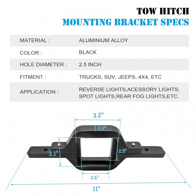 Wsays Tow Hitch Light Kit 2pcs 3 Led Pods With 2 5 Mounting Brackets And Wiring Harness Reverse Backup Lights Off-road Driving