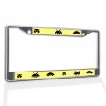 Fastasticdeals Metal Insert License Plate Frame Pixel Art Invaders Silhouette Weatherproof Car Accessories Chrome 2 Holes Solid 