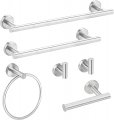Bathroom Hardware Set 6-piece Brushed Nickel Bath Accessories Wall Mount Includes 17 23 Towel Bar Toilet Paper Holder Towel 