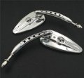 Httmt Mt383b-cd Chrome Skull Side Mirrors Compatible With 1984 And Up H-d Touring Street Glide Road Special Electra Ultra