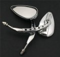 Httmt Mt383b-cd Chrome Skull Side Mirrors Compatible With 1984 And Up H-d Touring Street Glide Road Special Electra Ultra