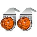 Partsam 2pcs Amber Glass Lens Watermelon Lights With Stainless Steel Bracket Patented Led Mirror Turn Signal Replacement For 