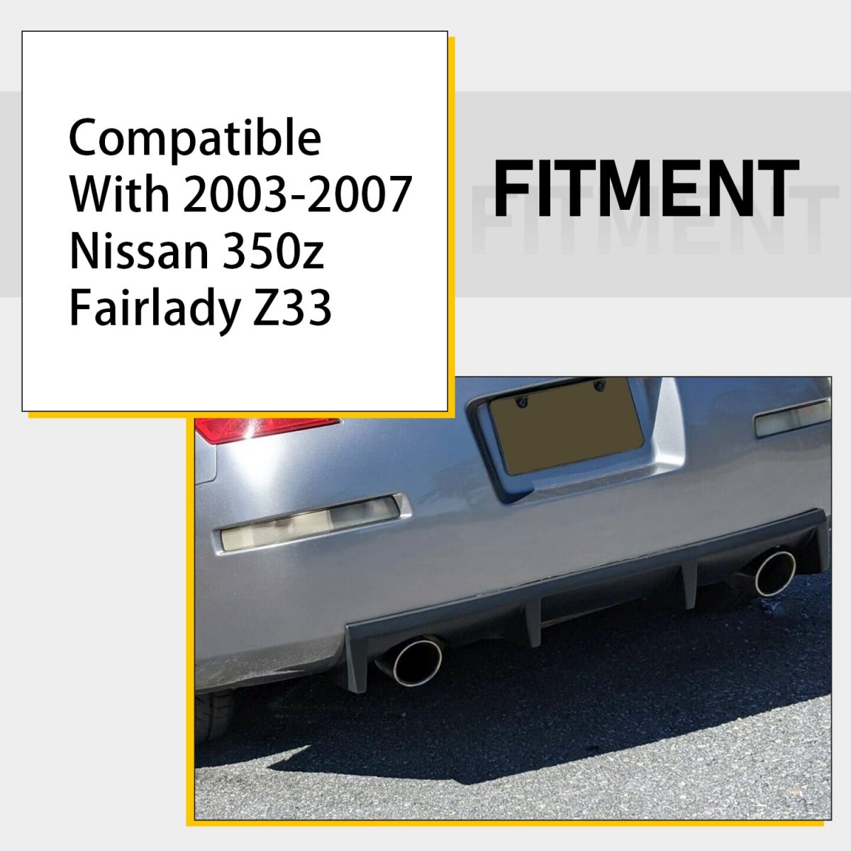 Rear Bumper Diffuser Lip Shark Fin Spoiler For 2003 To 2008 Nissan 350z Fairlady Z33 Black Pu Polyurethane Bl291