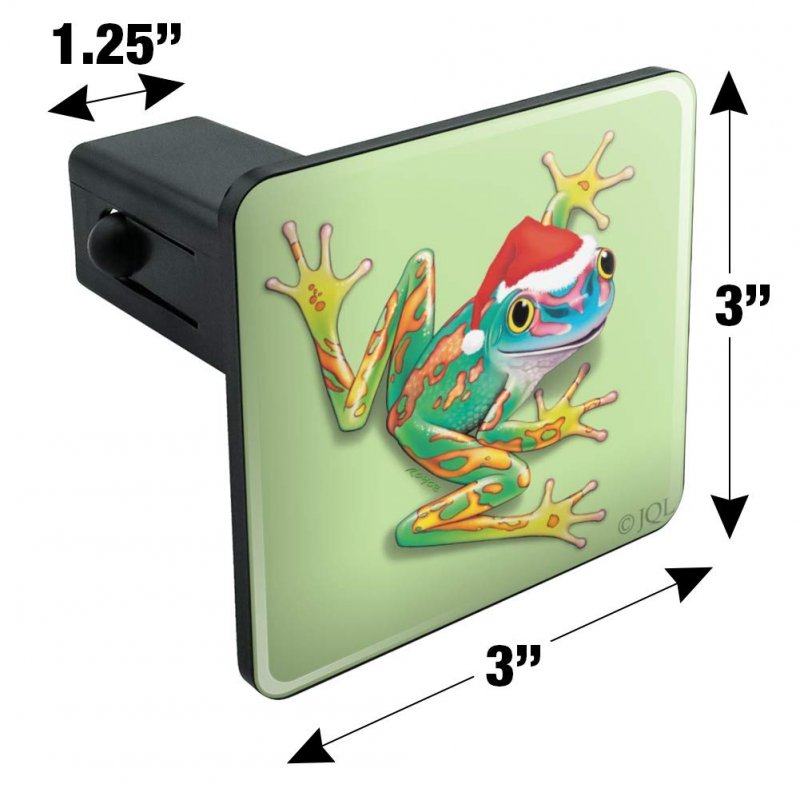 Santa Hat Rainforest Christmas Tree Frog Tow Trailer Hitch Cover Plug Insert