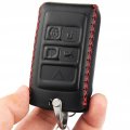 Cadtealir Genuine Italian Leather Key Fob Cover Case For Land Rover Range Sport Evoque Velar Discovery Black Red Stitch 