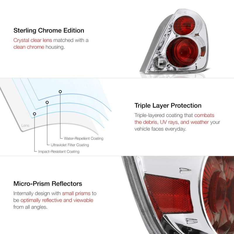 Passenger Side Amber Lens Oe-style Chrome Bezel Right Tail Light Housing Lamp Assembly Replacement For 2005-2006 Nissan Altima