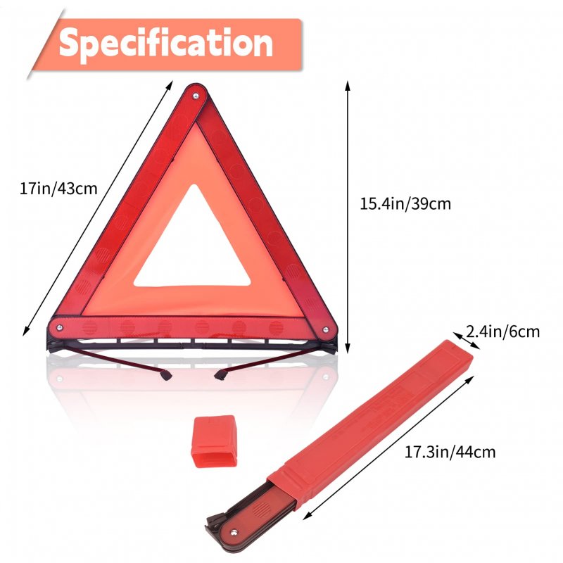 Dedc Warning Triangle Foldable Safety Triple Kit Reflector Roadside Hazard Sign Automotive Kits Symbol For Emergency With