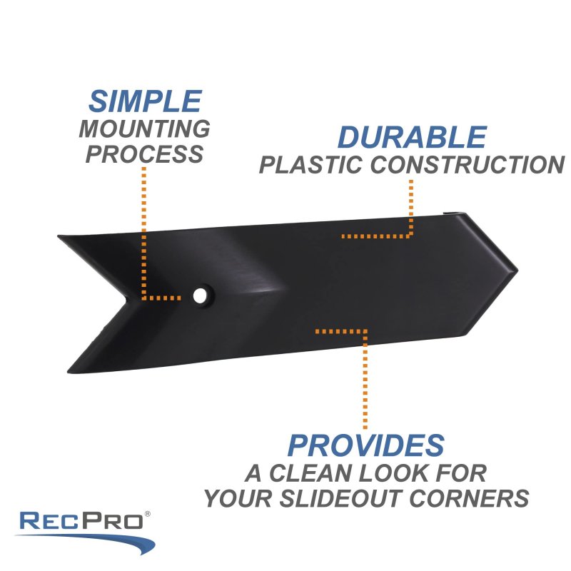 Rv Slide Out Corner Cover 7 1 4 In X 8 Rp-1695-bk Durable Uv Resistant Plastic Pack Of