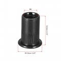 Uxcell M8 Rivet Nuts Carbon Steel Zinc-plated Knurled Flat Head Threaded Insert Nut Black 20pcs