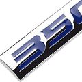 Chrome Finish Metal Emblem 350 Badge Blue Letter