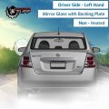 Driver Left Side Mirror Glass Assembly With Plastic Back Plate Non-heated Compatible 2007-2012 Nissan Sentra Sedan 4-door