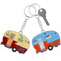 Retro Camper Keychains 2 Pack Rv Camping Car Keyrings For Travel Trailers Enameled Metal Accessories Kids And Adults Blue 