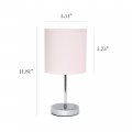 Simple Designs Lt2007-bpk Chrome Mini Basic Table Lamp With Fabric Shade Blush Pink
