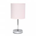 Simple Designs Lt2007-bpk Chrome Mini Basic Table Lamp With Fabric Shade Blush Pink 