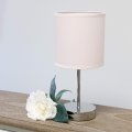 Simple Designs Lt2007-bpk Chrome Mini Basic Table Lamp With Fabric Shade Blush Pink