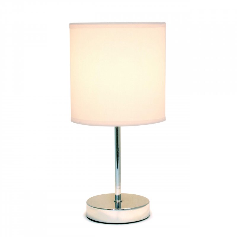 Simple Designs Lt2007-bpk Chrome Mini Basic Table Lamp With Fabric Shade Blush Pink