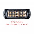 Astra Depot Surface Mount Amber 60w 20-led Warning Emergency Flashing Strobe Light Bar 12v-24v Super Slim 1pc