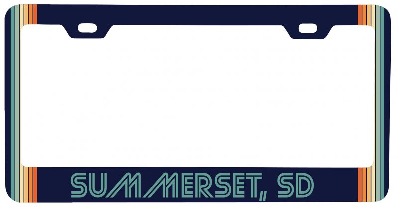 Summerset South Dakota Car Metal License Plate Frame Retro Design