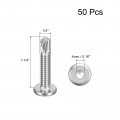 Uxcell Hex Socket Self Tapping Screws 1 4 X 1-5 8 410 Stainless Steel Sheet Metal Flat Head Drilling Screw 50pcs Silver