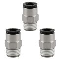 Baomain 3pcs 1 4 Pt Male Thread 8mm Push In Joint Pc8-02 Pneumatic Connector Quick Fitting 
