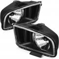 Ocpty Headlight Assembly Pair Replacement Ford For Mustang 2005-2009 Black Housing Clear Lens Driver Passenger Side
