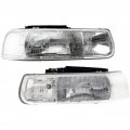 Headlight Assembly Pair For 2001 2002 Chevy Silverado 2500 Hd Driver And Passenger Side With Bulbs Replaces Gm2502187 Gm2503187 