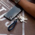 Leather Keyring With Stainless Steel And Gift Box For Men Women Blue Genuine Cowhide Keychain Car Home Model K003