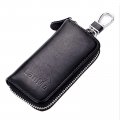 Lanma Car Key Case Holder Leather Chain Bag Remote Fob For Keychain Zipper Black 