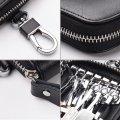 Lanma Car Key Case Holder Leather Chain Bag Remote Fob For Keychain Zipper Black