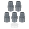 Pvc Male Adapter Pipe Fitting 5pcs 1 2 2-way Connectors With Sealant Tape Socket X Thread Hose Coupling For Plumbing Water Line 