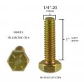 1 4 -20 X Inch Bolts Hex Head Cap Screw Grade 8 Full Thread Ft Coarse Yellow-zinc 50 Pack
