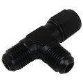 6an To An6 Swivel Tee Fitting 9 16-18 Unf Thread 37 Degrees Flare Seal 6061 T6 Aluminum For Fuel Injector Carburetor Black 