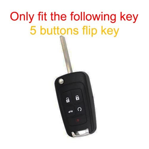 2 Pack Rubber Silicone 5 Button Flip Smart Key Fob Cover Case With Keychain For Buick Encore Lacrosse Regal And Chevrolet