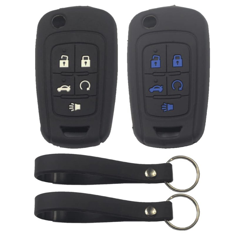 2 Pack Rubber Silicone 5 Button Flip Smart Key Fob Cover Case With Keychain For Buick Encore Lacrosse Regal And Chevrolet