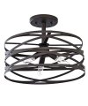 Allen Roth Winship 14-in Bronze Transitional Incandescent Semi-flush Mount Light 