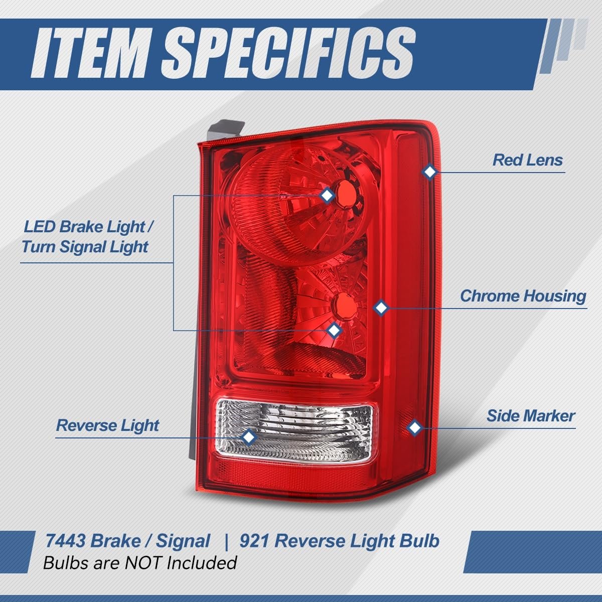 Rear Tail Light Assembly For Honda Pilot 2009 2015 Passenger Right Side Brake Lamp With Reverse Red Lens Ho2801174