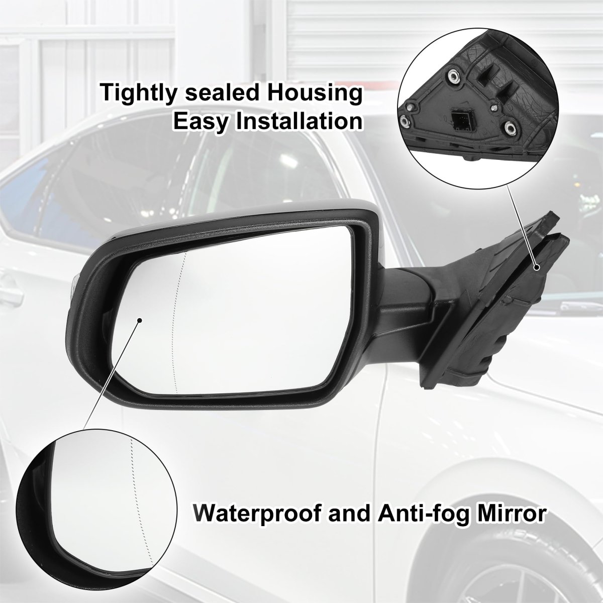 Door Mirror Assembly Left Driver Side For Chevrolet Malibu Hybrid 2016-2018 Power Glass Heated Manual Folding 7 Pins Black