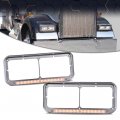 12 Headlight Visor Bezels W Amber Led Bar For Kenworth T400 T600 T800 W900 Classic 120 132 Peterbilt 378 379 Western Star 4900 