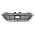 Kuafu Front Upper Grille Compatible With 2015-2017 Hyundai Sonata 86350c2000 Hy1200188 Bumper Grill Chrome Black Silvery