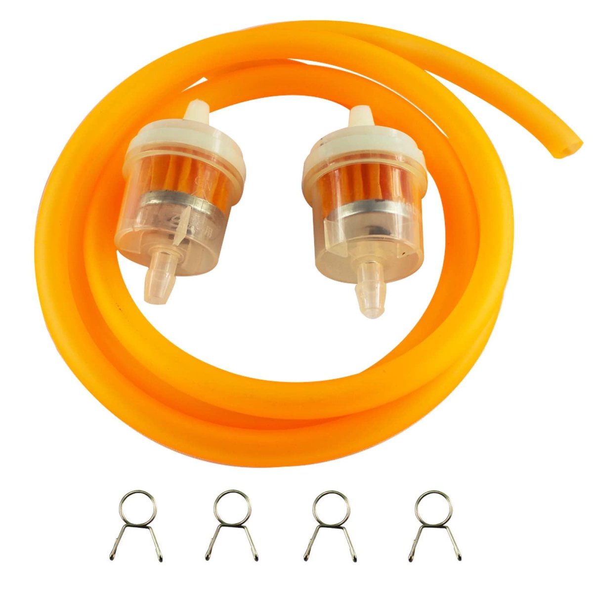 Gas Fuel Line Tube 5mm X 1m With Inline Filters And Spring Clips For Gy6 50cc 150cc Scooter Atv Motorcycle Orange