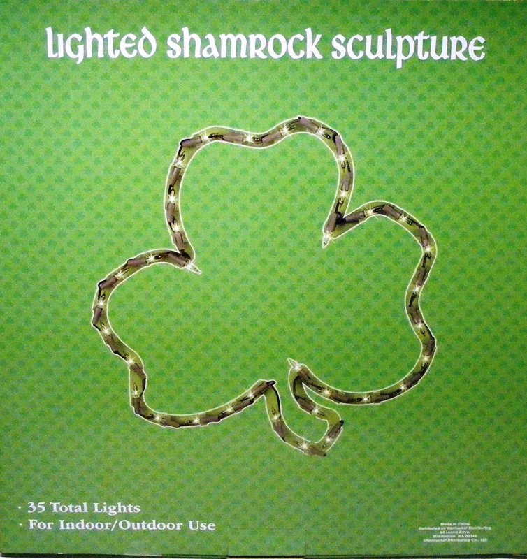 Lighted Shamrock Sculpture St Patricks Day Light Window Decor