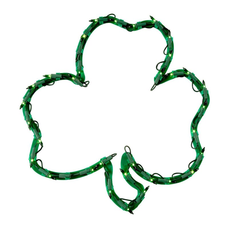 Lighted Shamrock Sculpture St Patricks Day Light Window Decor