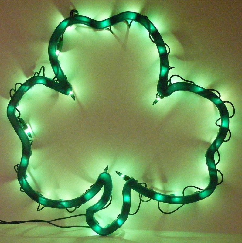 Lighted Shamrock Sculpture St Patricks Day Light Window Decor
